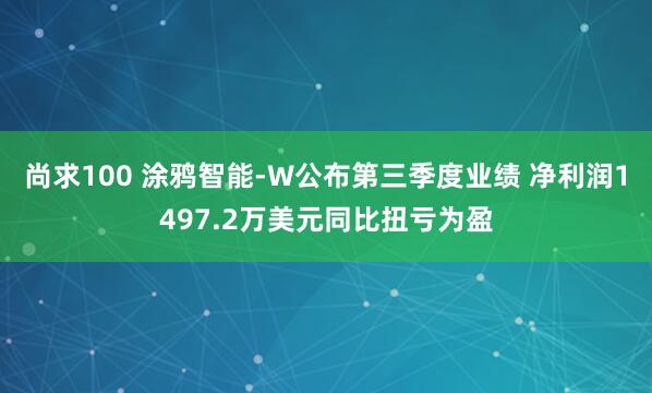 尚求100 涂鸦智能-W公布第三季度业绩 净利润1497.2万美元同比扭亏为盈